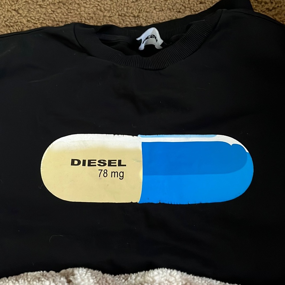 Diesel Black Sweatshirt with Yellow and Blue Pill Graphic
